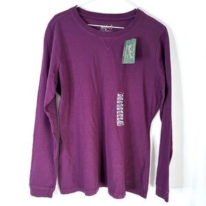 Woolrich Crew Neck Long Sleeve Cotton Top Purple NWT